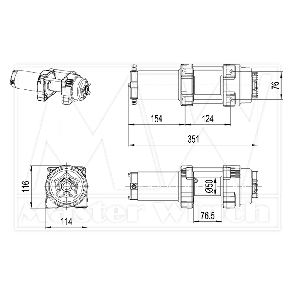 Лебедка Master Winch X3500S с синтетическим тросом, 12В — изображение 5